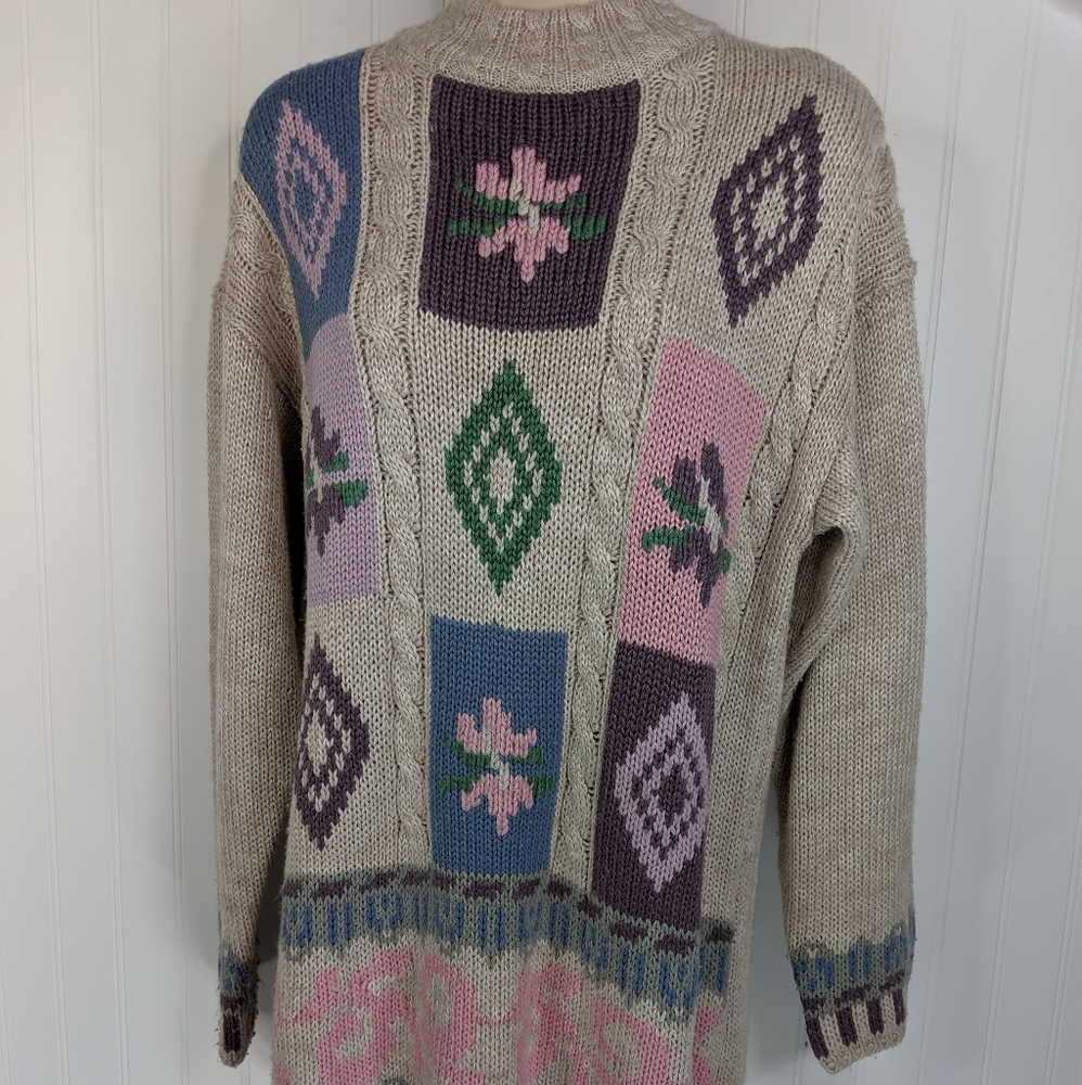 Vintage Cottage Core Granny Chic Patchwork Sweater - image 3